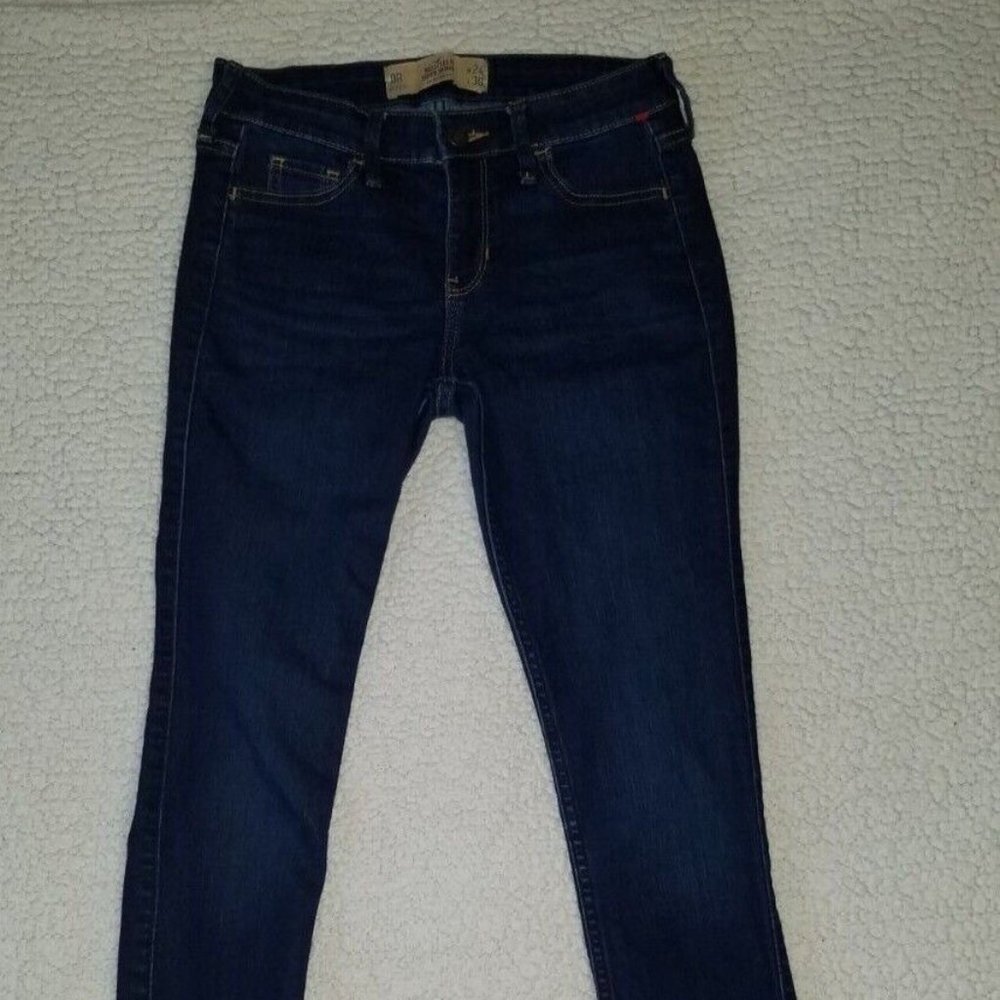 Hollister Women's 24x30 0R Super Skinny Low Rise Jeans Dark Wash